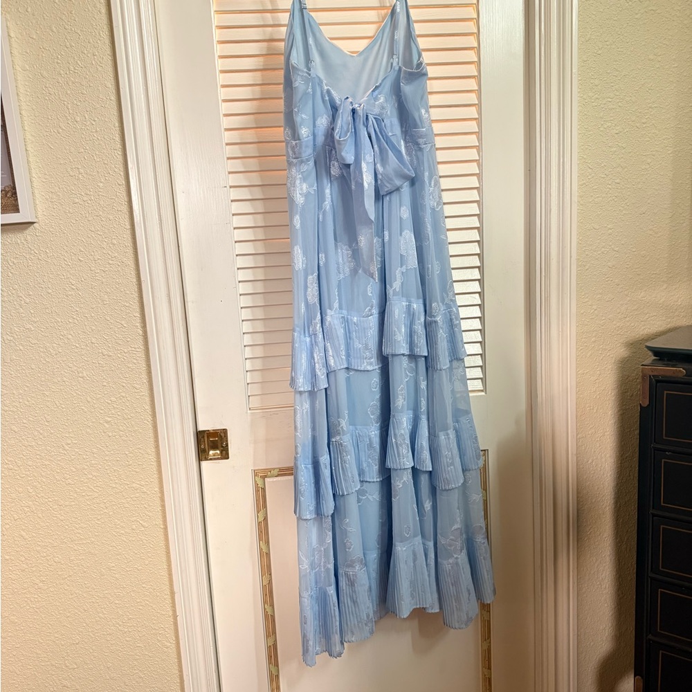 Light Blue Floral Tiered Slip Dress - Picture 4 of 4